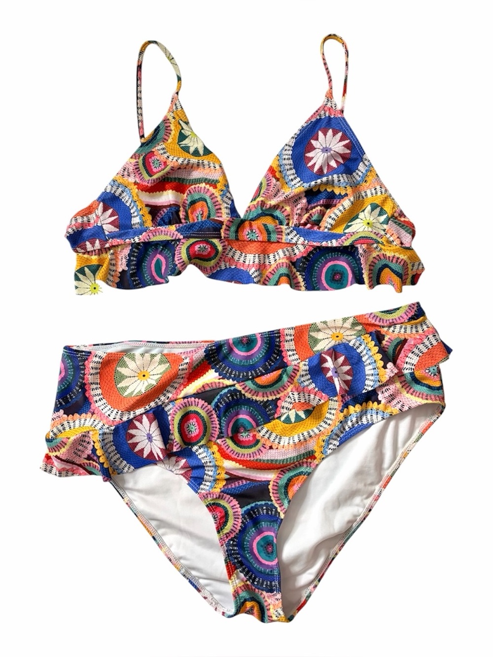 Never Fully Dressed Multicolor Crochet Print Dotty Bikini 12